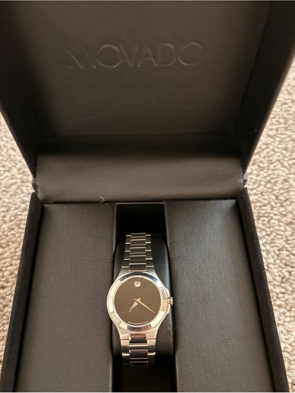 Movado Two-Tone Bracelet Watch with Black Dial - Picture 3 of 5